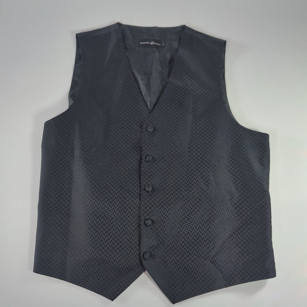Beverly Hills Polo Club Men's Black Textured Waistcoat Vest L Neo Victorian Goth